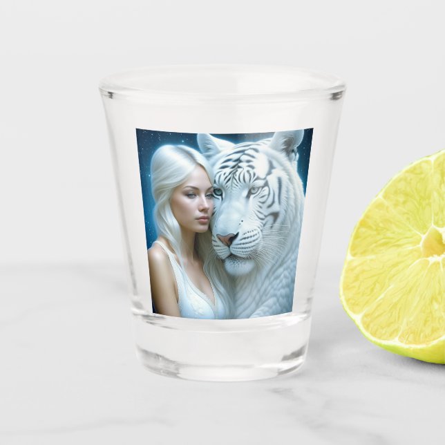 Verre A Shot Mystic White Tiger and Woman (Devant)