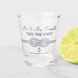 Verre A Shot Nautical M. et Mme Tied Le Mariage du noeud