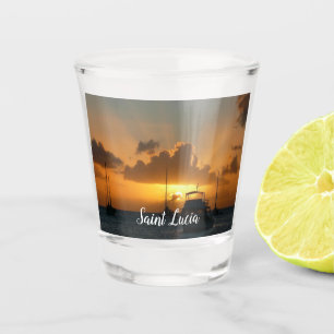Verre A Shot Navires et Sunset Tropical Seascape
