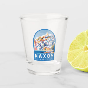 Verre A Shot Naxos Grèce Illustration Voyage Art Vintage