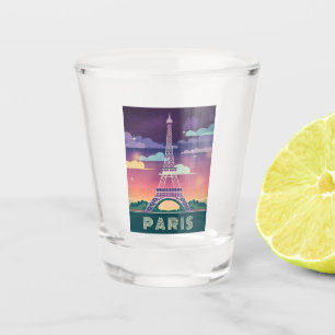 Verre A Shot Neon Synthwave Tour Eiffel Paris France