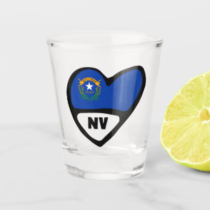Verre A Shot Nevada, NV Drapeau D'État En Coeur