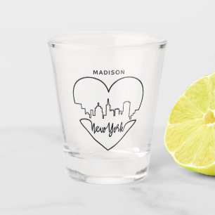 Verre A Shot New York Heart, photo de nom personnalisé