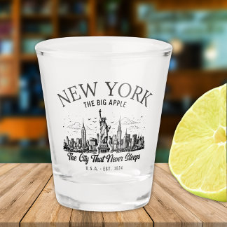 Verre A Shot New York Vintage Shot Glass | Retro Skyline Design