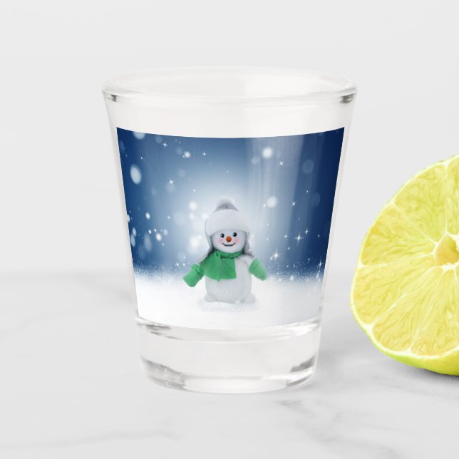 Verre A Shot Noël bonhomme de neige SlipperyJoe foulard vert m (Devant)