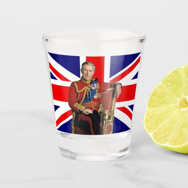 Verre A Shot Noël britannique du roi Charles Patriotique (Devant)