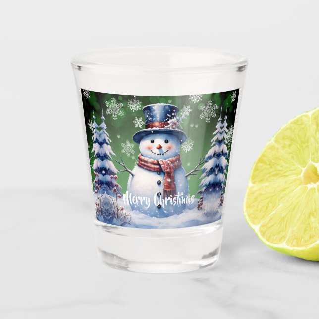 Verre A Shot Noël de la forêt d'hiver | Green (Devant)