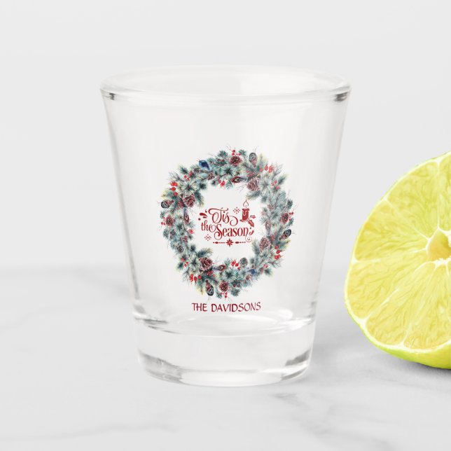 Verre A Shot Noël de Noël 'Tis Season Script Monogramme (Devant)
