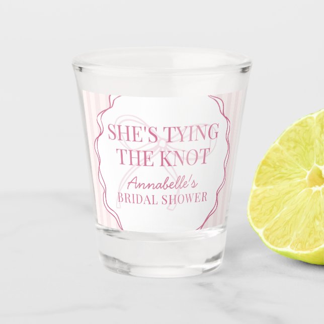 Verre A Shot Nœud Coquette Rose Faveur de Mariage Pastel (Devant)