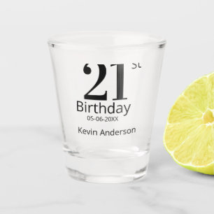 Verre A Shot nom date en lettre gras pour 21 ans homme garçon s