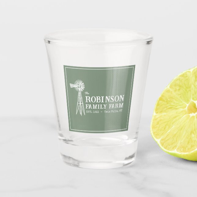 Verre A Shot Nom de famille Agritourisme Rustique Windmill Sage (Devant)