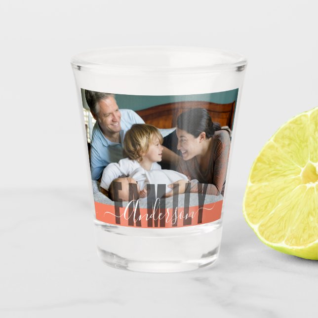 Verre A Shot Nom de famille et photo personnalisés (Devant)