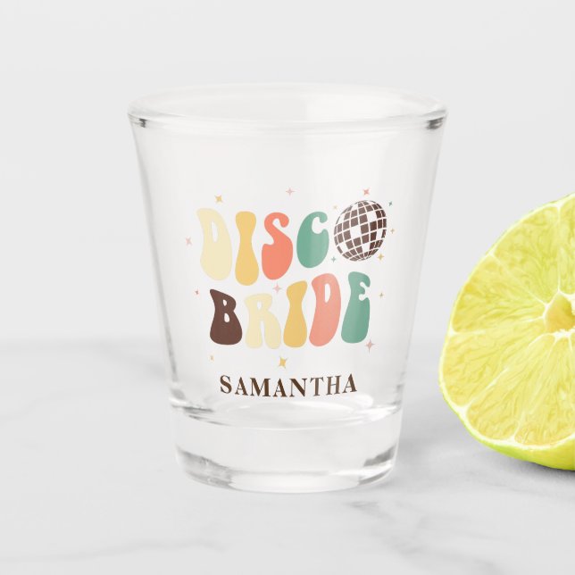 Verre A Shot Nom de mariée Disco Fête de Bachelorette personnal (Devant)