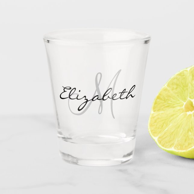 Verre A Shot Nom du monogramme Calligraphie initiale (Devant)