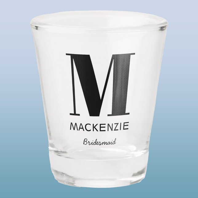 Verre A Shot Nom du monogramme de la servante (Monogram name bridesmaid custom shot glass)