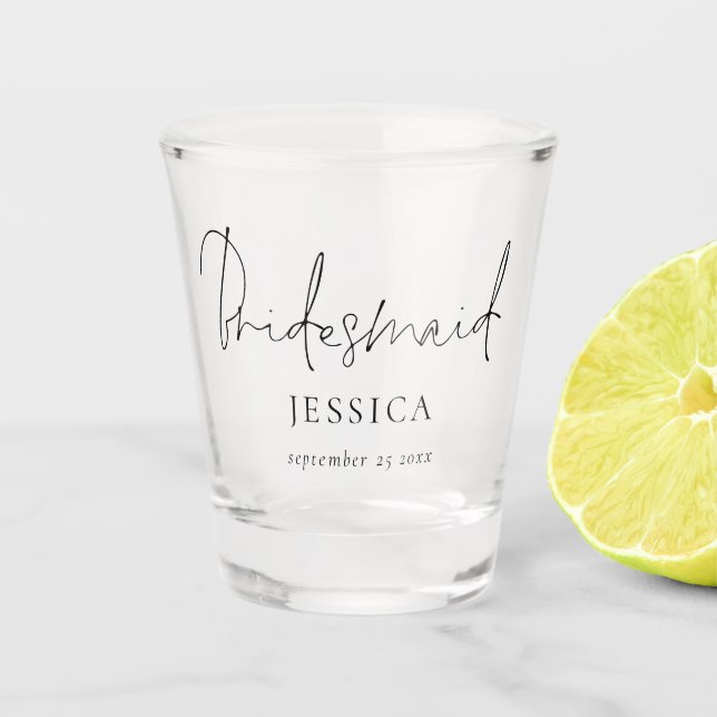 Verre A Shot Nom du script de la servante de Bridesmaid Date (Devant)