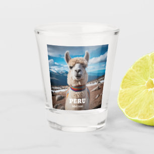 Verre A Shot Nom et texte personnalisés Pérou Llama