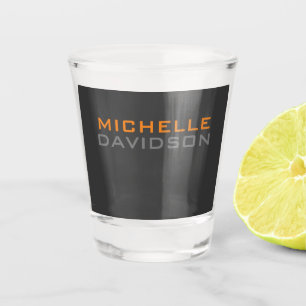 Verre A Shot Nom minimaliste du texte gris orange moderne
