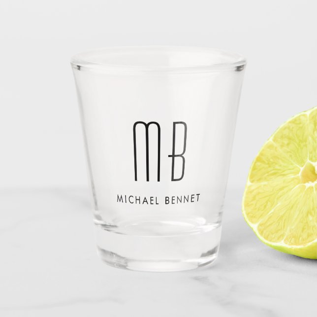 Verre A Shot Nom monogramme moderne (Devant)