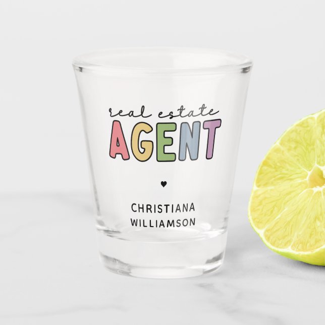 Verre A Shot Nom personnalisé Agent immobilier | Cadeaux immobi (Devant)