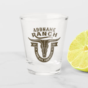 Verre A Shot NOM personnalisé Bull Steer Skull Western Ranch