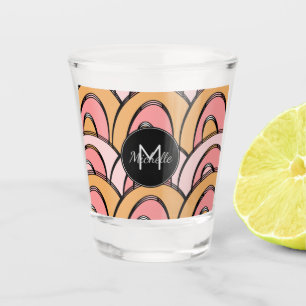Verre A Shot Nom personnalisé du monogramme rose super