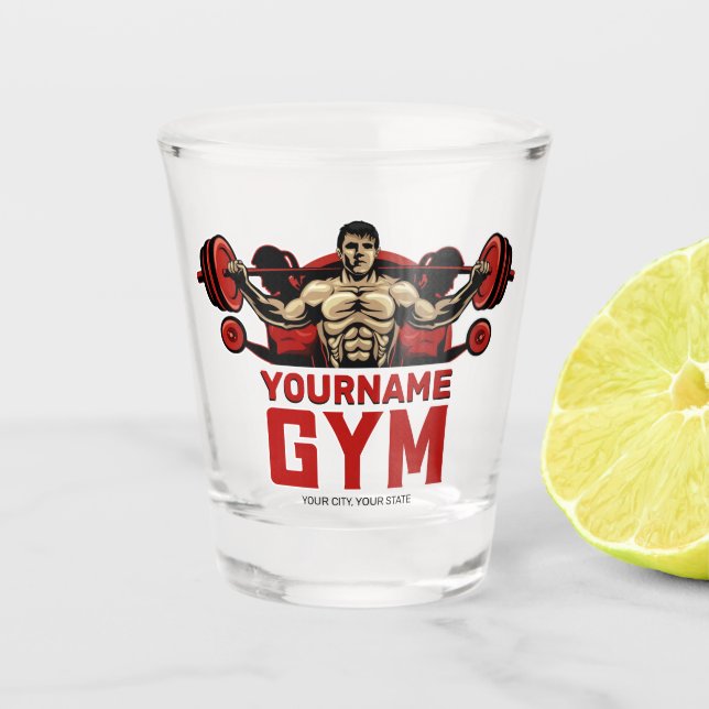 Verre A Shot NOM personnalisé Fitness Accueil GYM Poids Lifting (Devant)