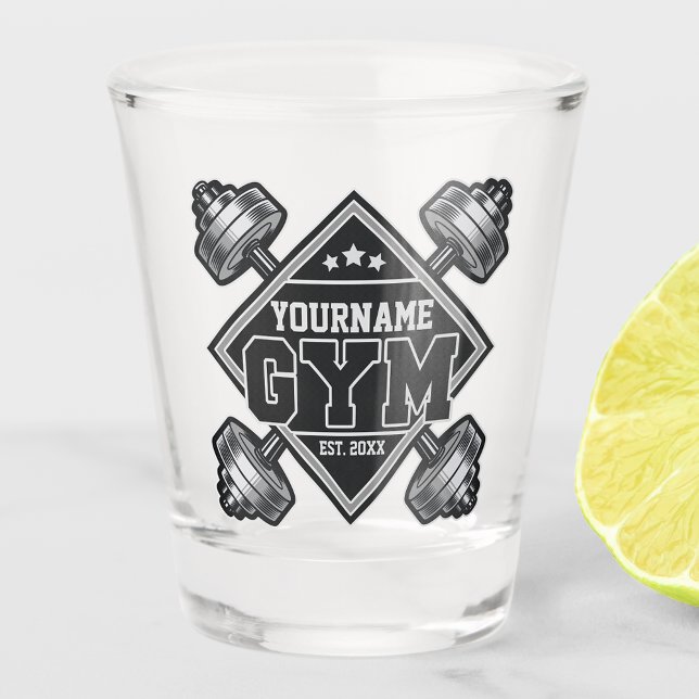 Verre A Shot Nom personnalisé Poids Accueil Crossfit Gym (Créateur téléchargé)