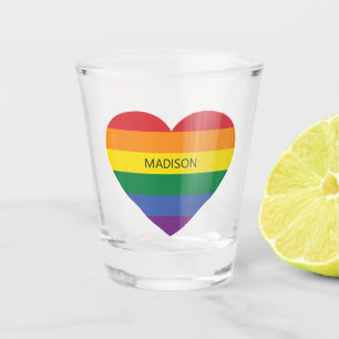 Verre A Shot Nom personnalisé Rainbow Heart