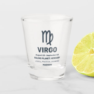 Verre A Shot Nom personnalisé / Texte Zodiac Signer Virgo