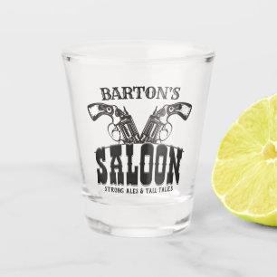 Verre A Shot NOM PERSONNALISÉ Wild West Gun Revolver Saloon