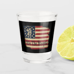 Verre A Shot Nous Le Peuple Trump 45 47 Déchiré Drapeau Vintage