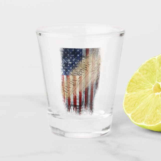 Verre A Shot NOUS LE PEUPLE Vintage-American Drapeau  (Devant)