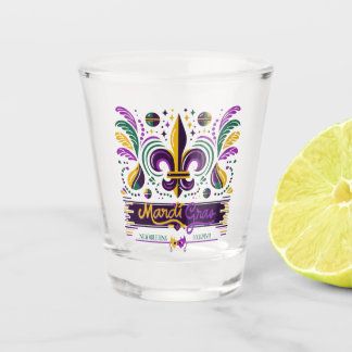Verre A Shot Nouvelle-Orléans Mardi Gras jaune violet vert