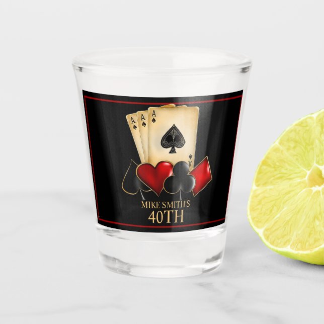 VERRE A SHOT NUIT CASINO, NUIT POKER, JEU, CARTES DICE (Devant)