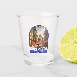 Verre A Shot Nuremberg Allemagne Travel Art Vintage