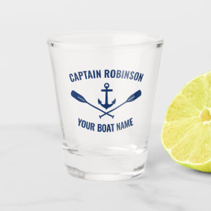 Verre A Shot Oars de Ancre marine Capitaine et nom de bateau Ma