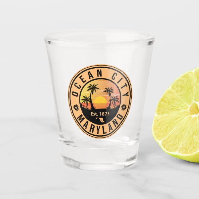 Verre A Shot Ocean City Maryland Retro Sunset Souvenirs 60s (Devant)