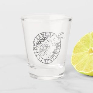 Verre A Shot Odin Corbeaux Huginn Muninn Cercle Runique Viking