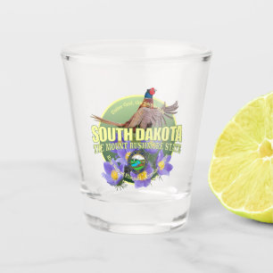 Verre A Shot Oiseau et fleur d'état du Dakota du Sud