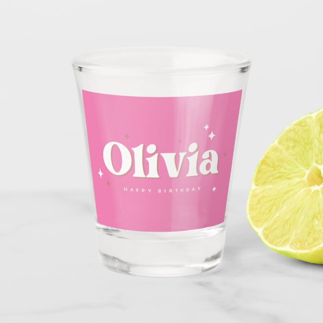 Verre A Shot Olivia Happy Birthday Cake Shot Glass (Devant)