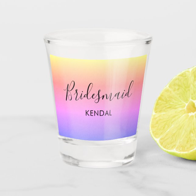 Verre A Shot Ombre Rainbow Bridesmaid Personnalisé (Devant)