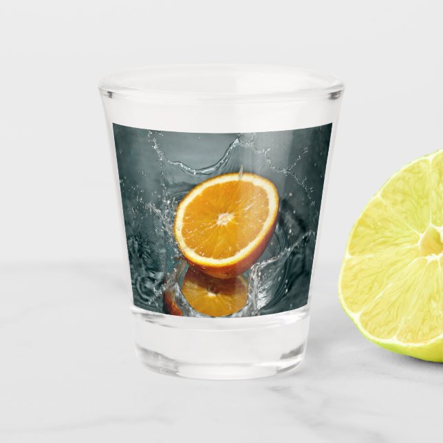 Verre A Shot orange juteuse positive pour l'humeur vitaminée (Devant)