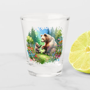 Verre A Shot Ours et cubes d'aquarelle