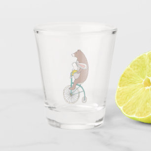 Verre A Shot Ours et lapin sur vélo Hipster Cartographie fête