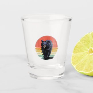 Verre A Shot Ours noir Vintage
