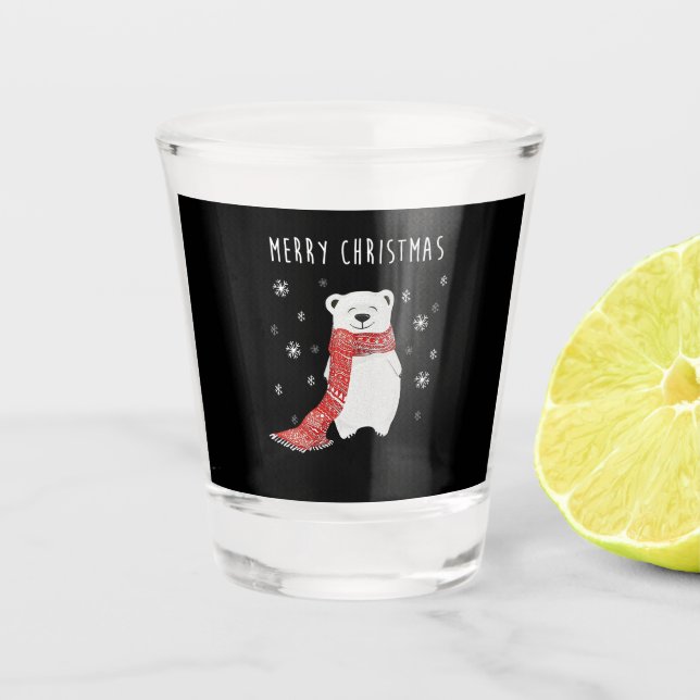 Verre A Shot Ours polaire mignon Joyeux Noël Noël (Devant)