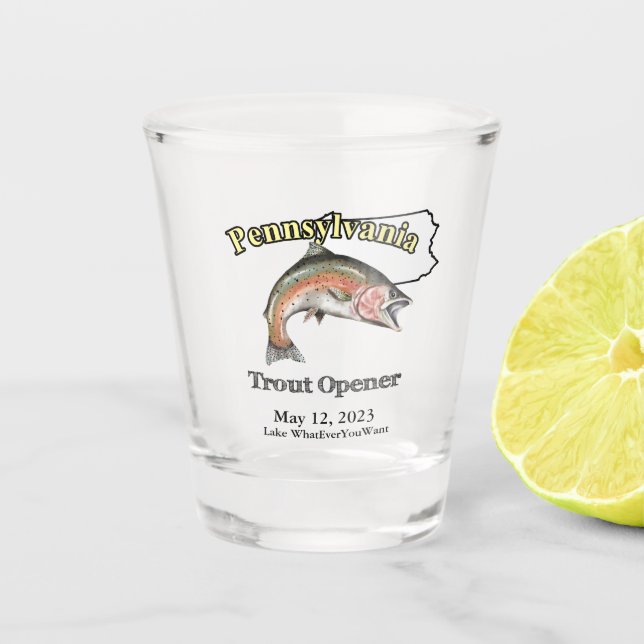 Verre A Shot Ouvrage personnalisé de truite de Pennsylvanie (Devant)