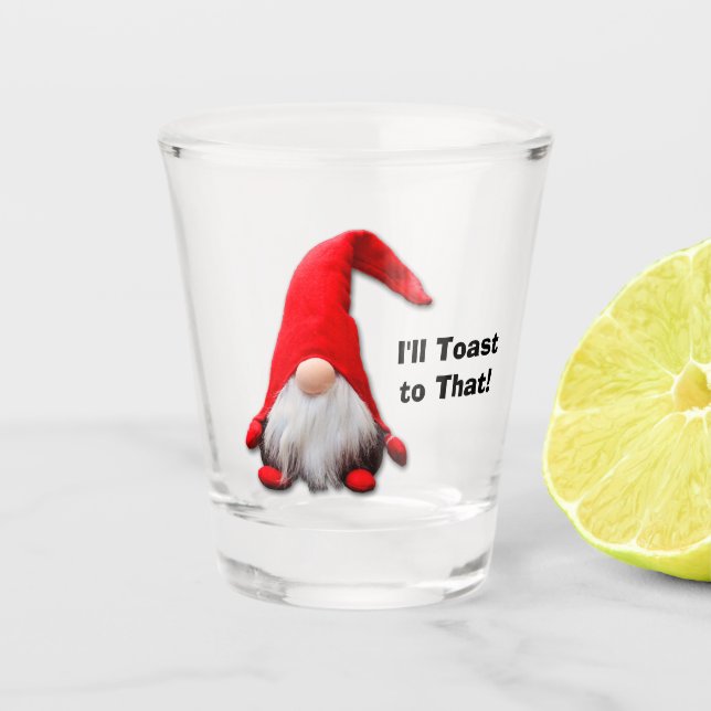 Verre A Shot Pain grillé rouge drôle de Noël de gnome (Devant)