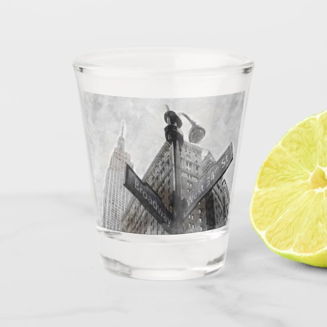 Verre A Shot Panneau du coin de large aquarelle | Ville (Devant)